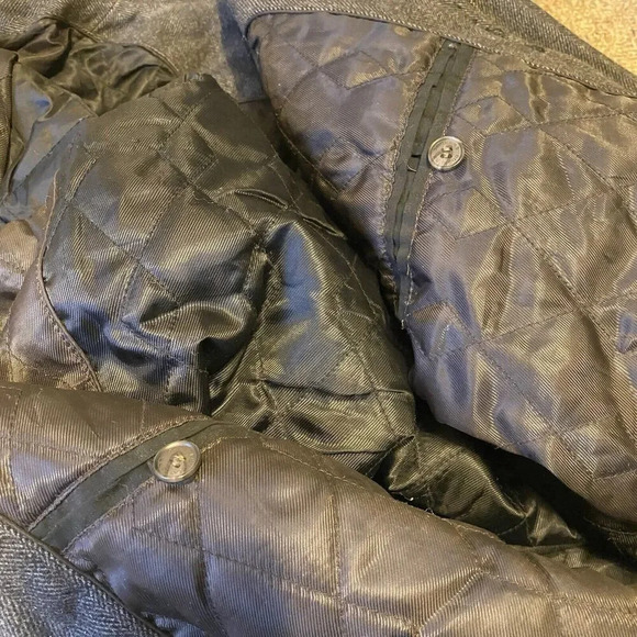 Dockers Chore Utility Jacket Wool Blend Herringbone Gray VTG Mens XXL Zip Snap - Picture 9 of 16